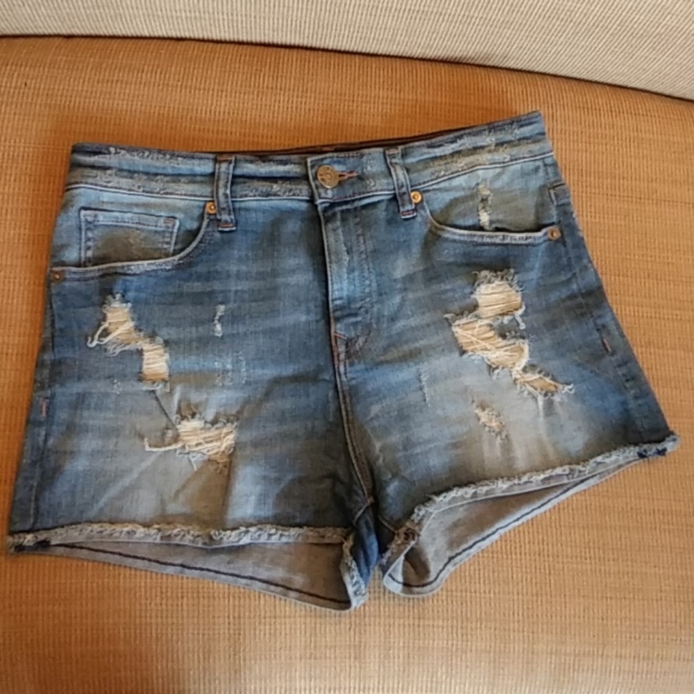 High Waisted Relaxed & Distressed Denim Shorts
